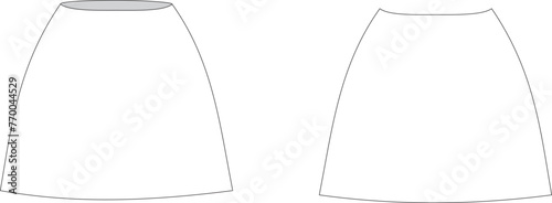 A- silhouette mini skirt.With a side zipper. Vector. Technical drawing. On body.