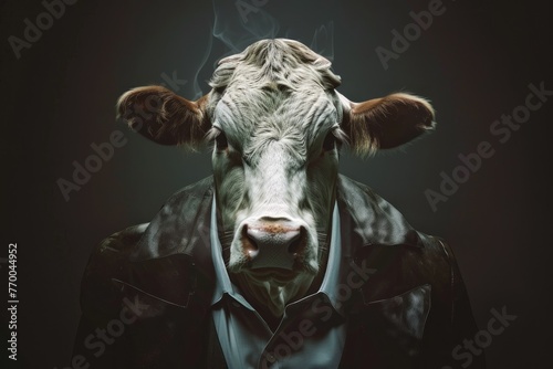 cow dressed up in dark