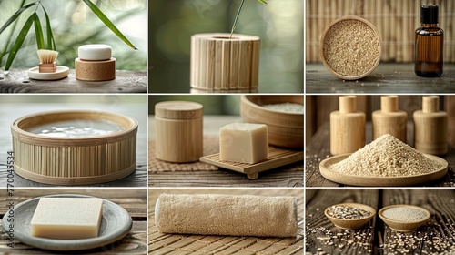 Collage featuring sustainable bamboo products, showcasing their versatility and eco-friendly prope