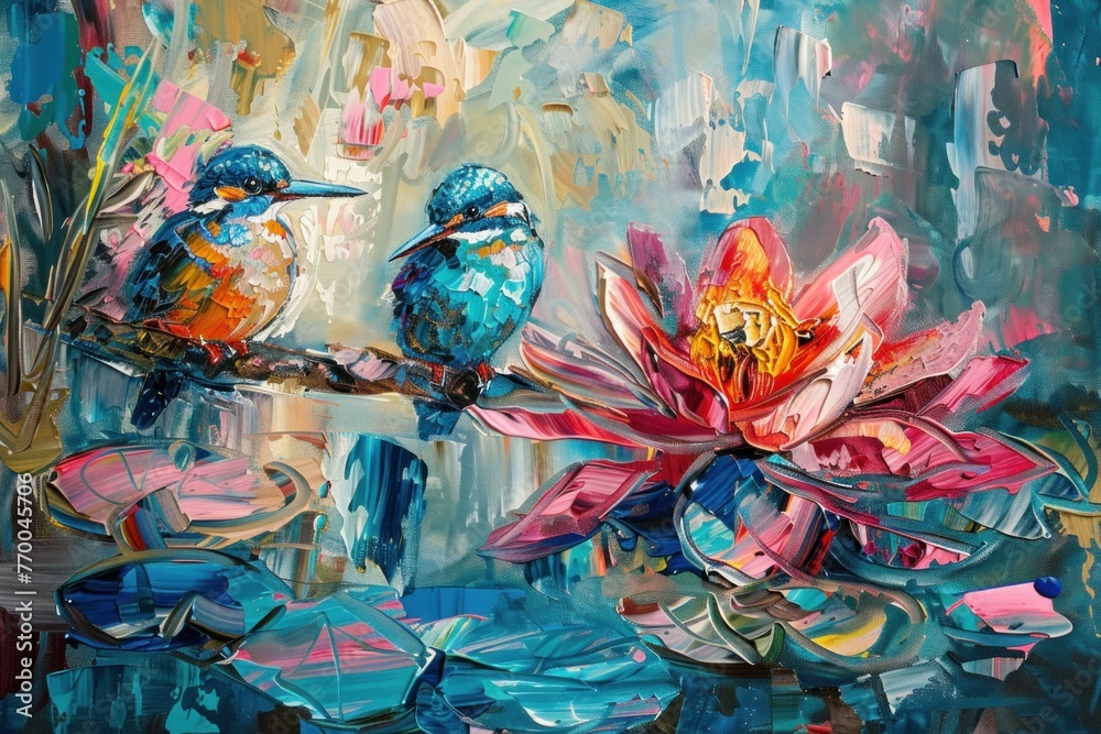 birds perched on flowers painting by october 22 november