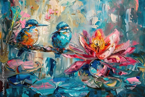 birds perched on flowers painting by october 22 november