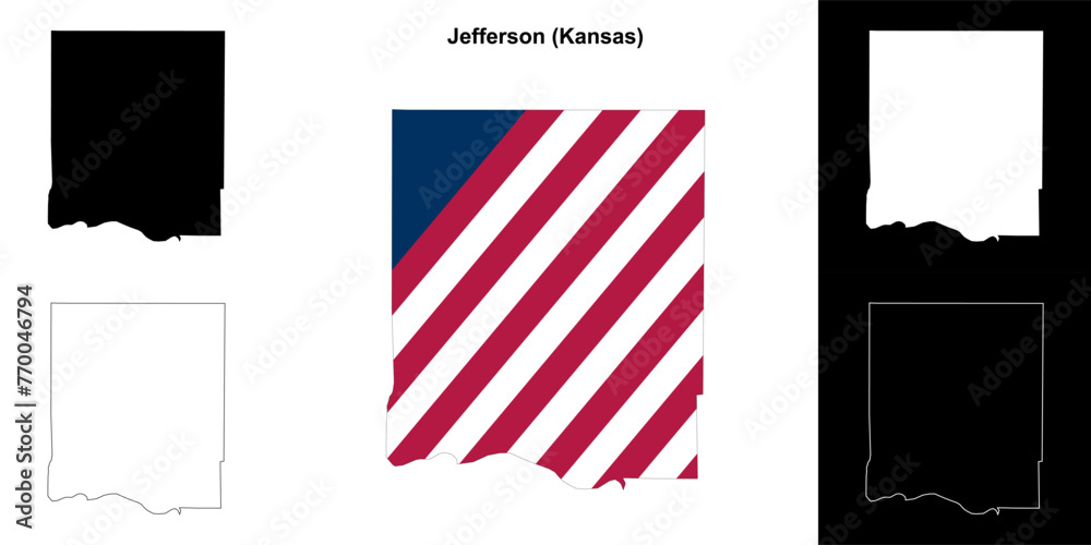 Naklejka premium Jefferson county (Kansas) outline map set