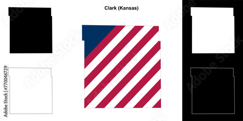 Clark county (Kansas) outline map set photo