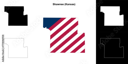 Shawnee county (Kansas) outline map set