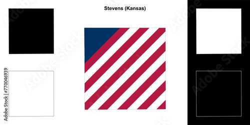 Stevens county (Kansas) outline map set