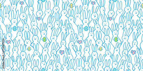 Happy Easter seamless pattern with cute bunnies