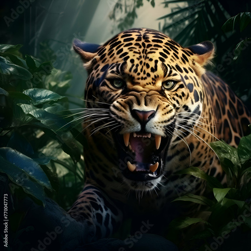 Leopard in the jungle. Big cat in the jungle