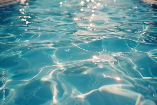 Close-up Shot of Summer Pool Water - Analog Photography Detail Generative AI