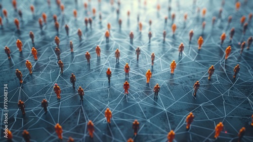 Aerial View of Crowd Connected by Social Media Concept Generative AI