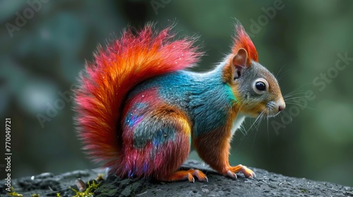 A squirrel with colorful skin in rainbow colors © xelilinatiq