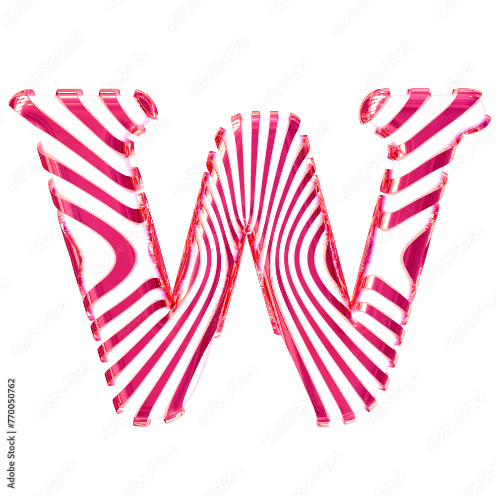 White symbol with pink vertical ultra-thin straps. letter w White symbol with pink vertical ultra-thin straps. letter w