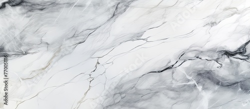 A detailed closeup of a white marble texture resembling snowcovered slopes on a freezing winter day. The icy water creates a beautiful pattern on the glacial landform landscape