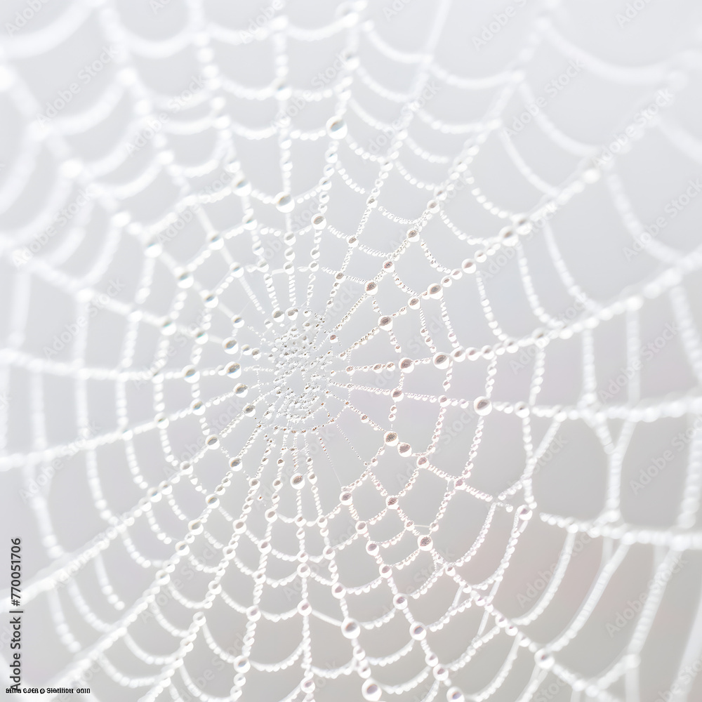 Morning dew on a spider web isolated on white background, minimalism, png
