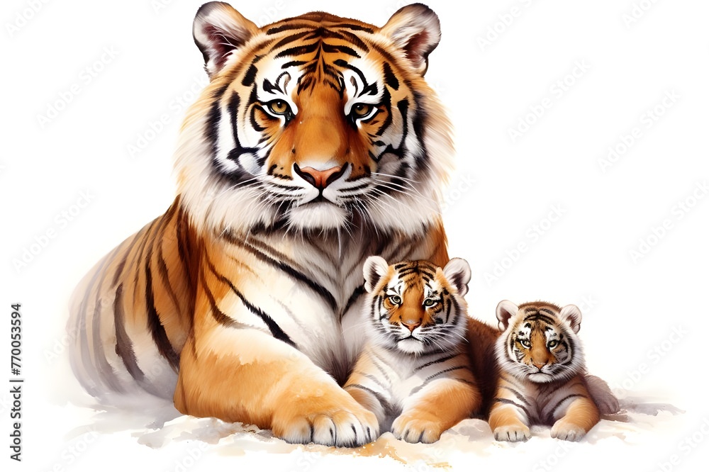 Obraz premium Maternal Care: Tiger Mother and Cub in High Resolution