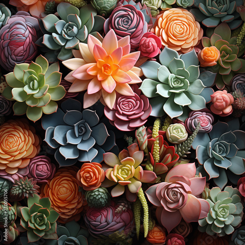 Many beautiful succulent plants as background  top view. Banner design