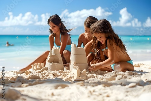 children playing on the beach © sidra_creations