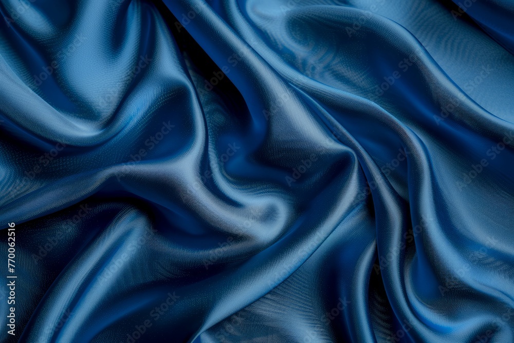 Close Up of Blue Satin Fabric. Generative AI Close Up of Blue Satin Fabric. Generative AI