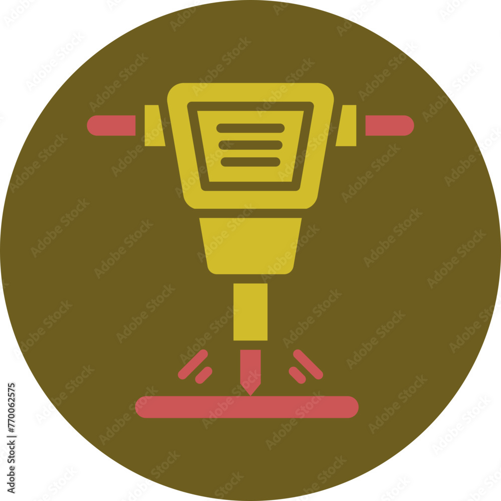 Jackhammer Glyph Two Color Circle Icon Jackhammer Glyph Two Color Circle Icon