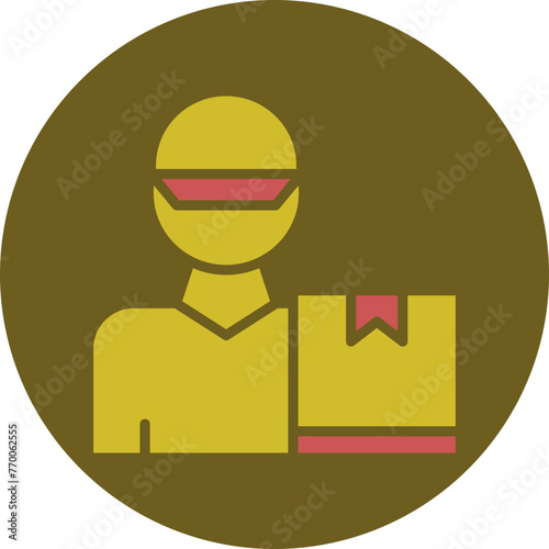 Delivery Man Glyph Two Color Circle Icon