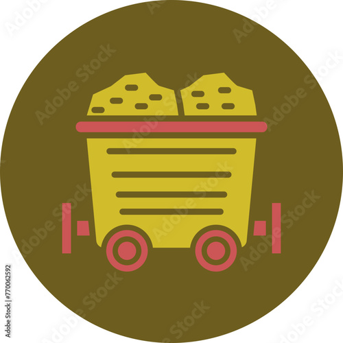 Mining Cart Glyph Two Color Circle Icon