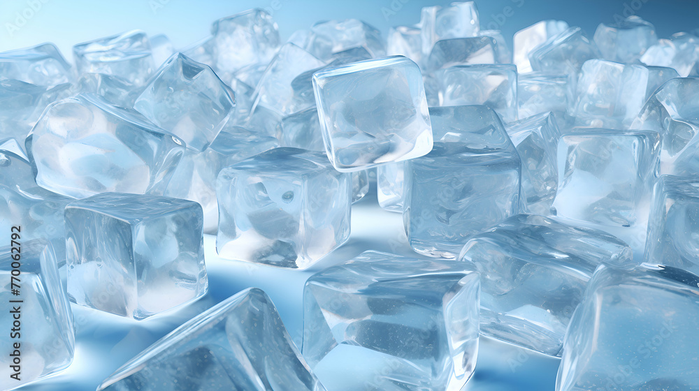 Ice cubes on blue background. 3D illustration Ice cubes on blue background. 3D illustration