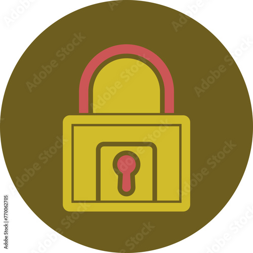 Padlock Glyph Two Color Circle Icon