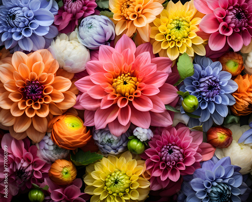 Colorful abstract background with dahlia flowers.