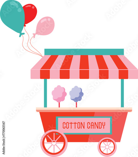 Cute cotton candy cart vector illustration