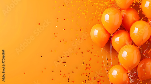 Orange balloons composition background - Celebration design banner