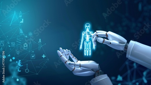 AI-powered robotic hands assist surgeons in operating rooms, enabling a seamless collaboration between humans and AI in medical procedures.