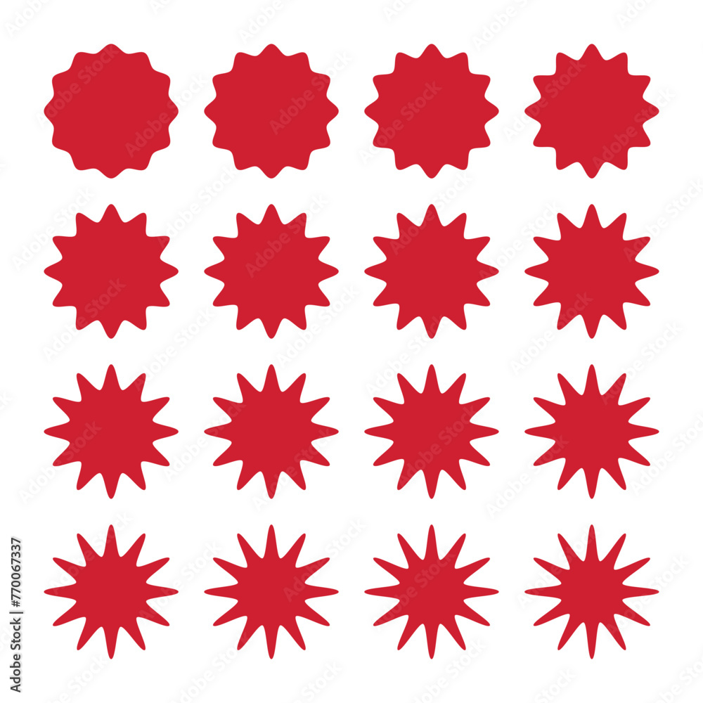Twelve Point Wavy Edge Red Stars Twelve Point Wavy Edge Red Stars