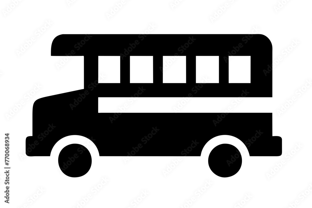 school bus icon silhouette vector illustration