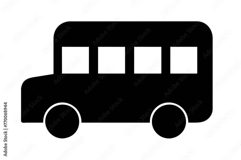 school bus icon silhouette vector illustration