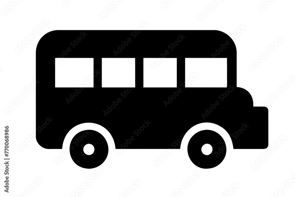 school bus icon silhouette vector illustration
