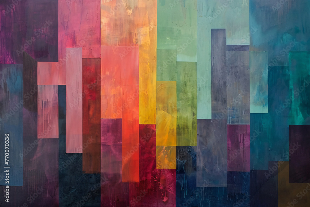 An abstract painting of rectangular shapes of colors generated AI