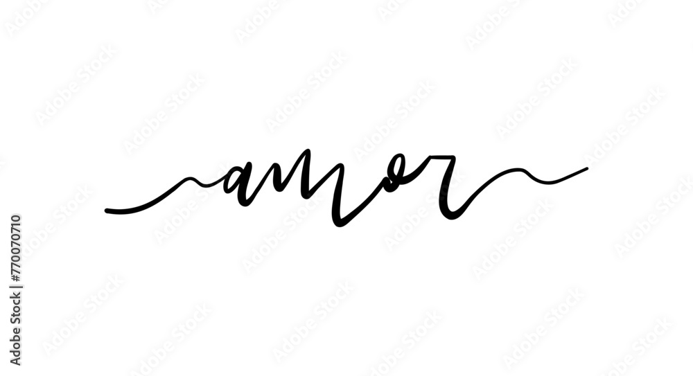 Amor card. Hand drawn positive quote. Modern brush calligraphy. Isolated on white background