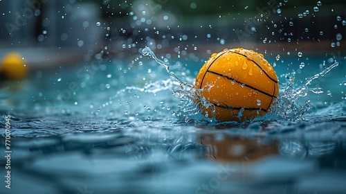 Dive into the splashing droplets of a water polo ball breaking the surface tension, caught in the midst of a fierce match. © Rao