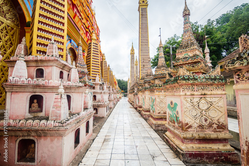 views of thanboddhay complex in monywa, myanmar photo