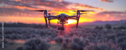 Aerial View of Drone Flying Over the Stunning Vineyards and Majestic Mountains During Sunset