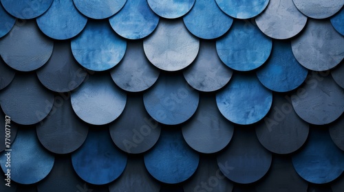 Overlapping blue circles with a rhythmic pattern and textured layers. Textured blue circles layered for a modern and artistic background. © Irina.Pl