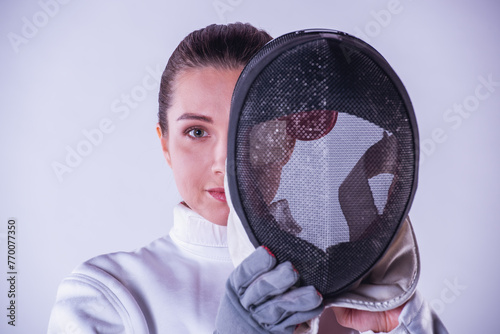 Beautiful female fencer