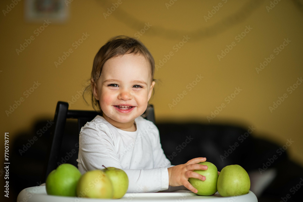 child with apple, small child playing with apples child with apple, small child playing with apples