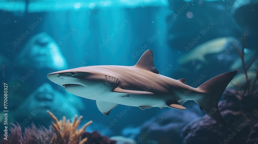 Fototapeta premium shark in the aquarium 8k photography, ultra HD