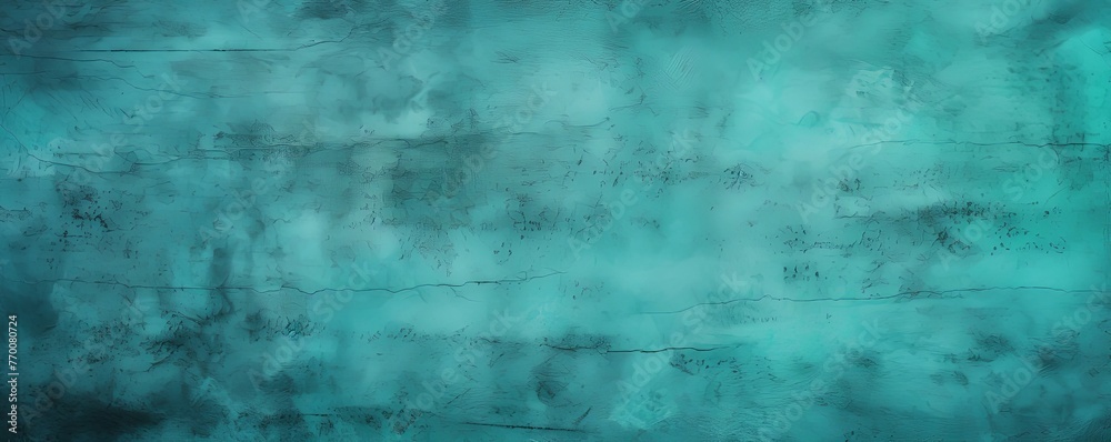 Teal barely noticeable color on grunge texture cement background pattern with copy space