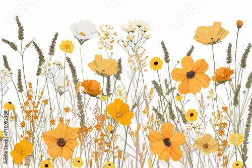 Spring Serenity: Vector Meadow Blossoms