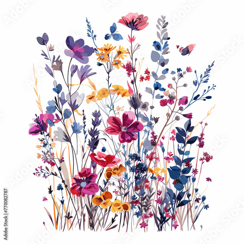 Blooming Meadows: Vector Flower Illustration