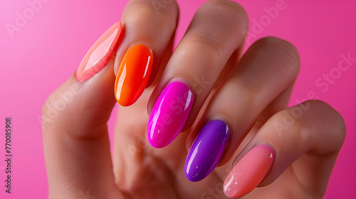 manicure colourful nail polish