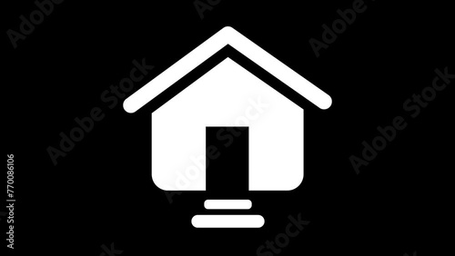 home icon on black background animation, house icon animation