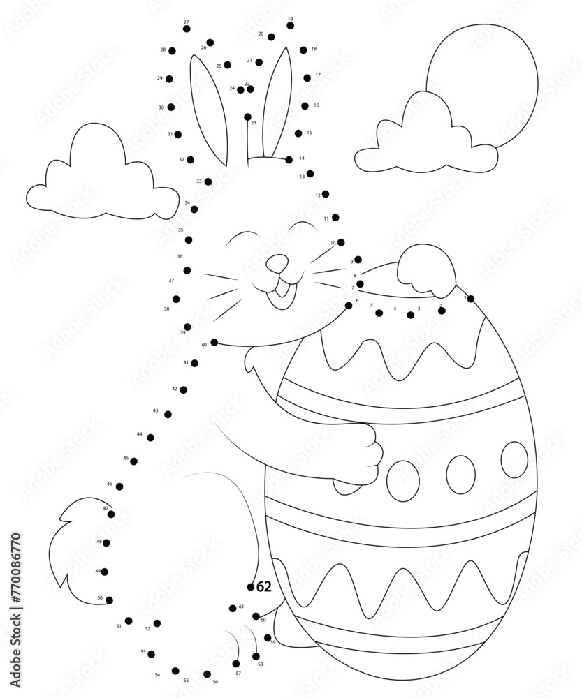Dot To Dot Easter Coloring Page for kids. Dot Coloring page for ...