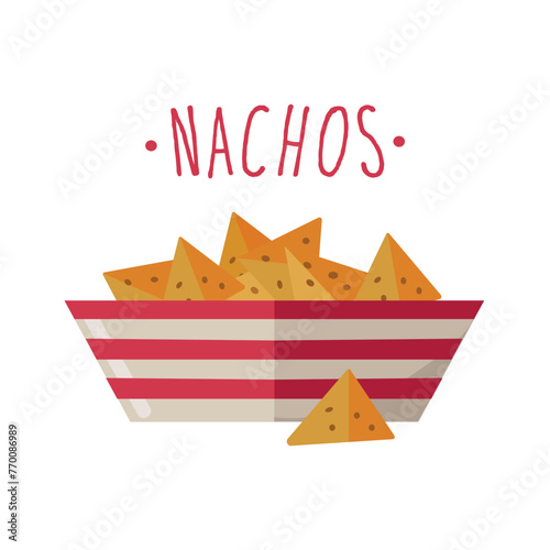Nachos icon clipart avatar logotype flat isolated vector illustration with lettering